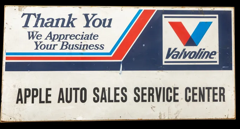 Valvoline Apple Auto Sales Metal Advertising Sign from auction in York, Pennsylvania — image 32