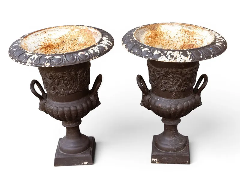 Pair of Cast Iron Handled Urns from auction in York, Pennsylvania — image 3
