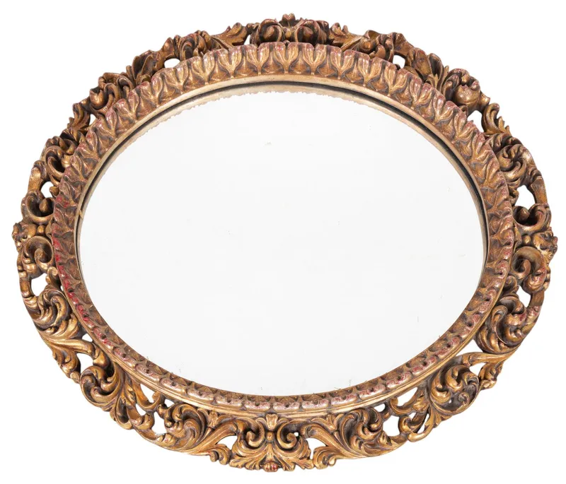 Large Oval Gilt Wood Mirror ~4' H from auction in York, Pennsylvania — image 25