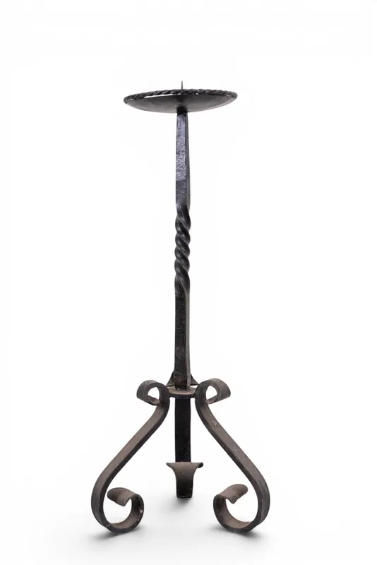 Wrought Iron Tripod Pillar Candle Stand from auction in York, Pennsylvania — image 29