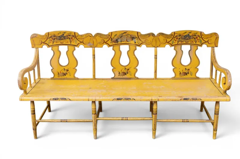 Paint Decorated Deacon's Bench from auction in York, Pennsylvania — image 32