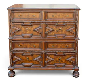 Burl and Carved Wood Chest of Drawers