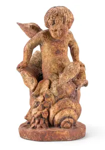 Cast Iron Garden Cherub Statue
