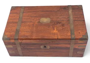 English Antique Rosewood Lap Desk w/ Brass Mounts