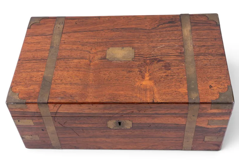 English Antique Rosewood Lap Desk w/ Brass Mounts from auction in York, Pennsylvania — image 26