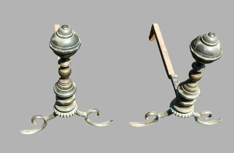 Pair of Antique Brass & Iron Andirons from auction in York, Pennsylvania — image 34