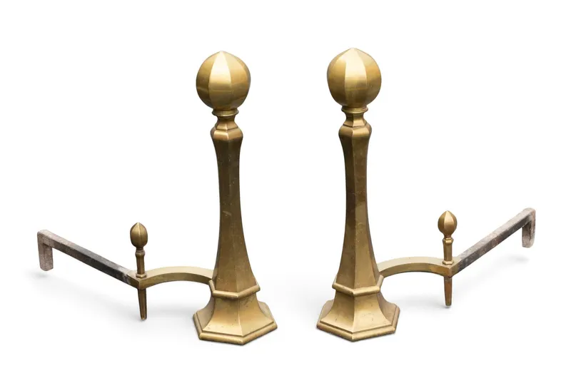 Pair of Brass and Iron Fireplace Andirons from auction in York, Pennsylvania — image 37