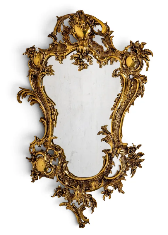 French Lg. Cast Brass/Bronze Rococo Beveled Mirror from auction in York, Pennsylvania — image 48