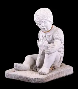 1985 Henri Studio Child w/ Cat Garden Statue