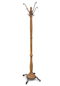 Midcentury Italian Style Rattan & Wicker Hall Tree
