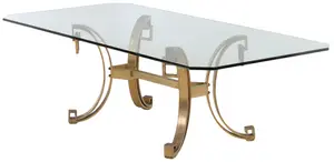 Heavy Bronze and Glass Dining Table Having Hanging Rectangles and Optional Marble Lower Shelf C