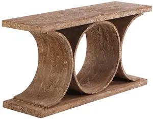 Cerused Oak Console Table with Circular Motif in the Manner of Karl Springer