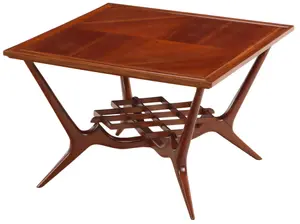 Mahogany Coffee Table with Intricate Stretcher C 1950