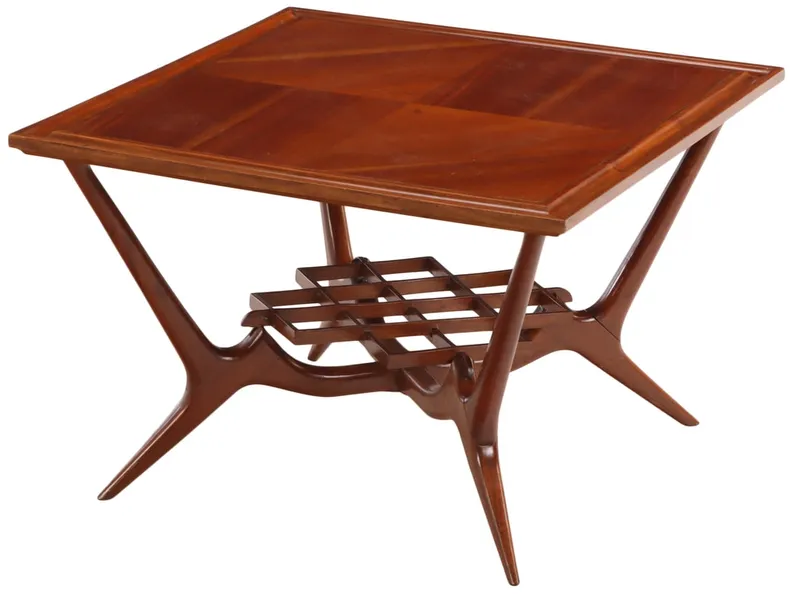 MAHOGANY COFFEE TABLE WITH INTRICATE STRETCHER C 1950 from auction in Philadelphia, Pennsylvania — image 7