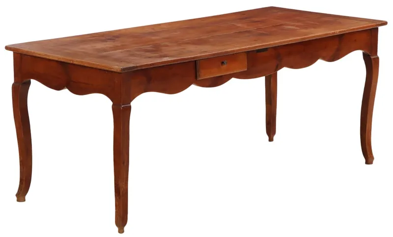FRENCH CHERRY FARM TABLE HAVING A PULL OUT LEAF AND A SINGLE DRAWER C 1840. from auction in Philadelphia, Pennsylvania — image 10