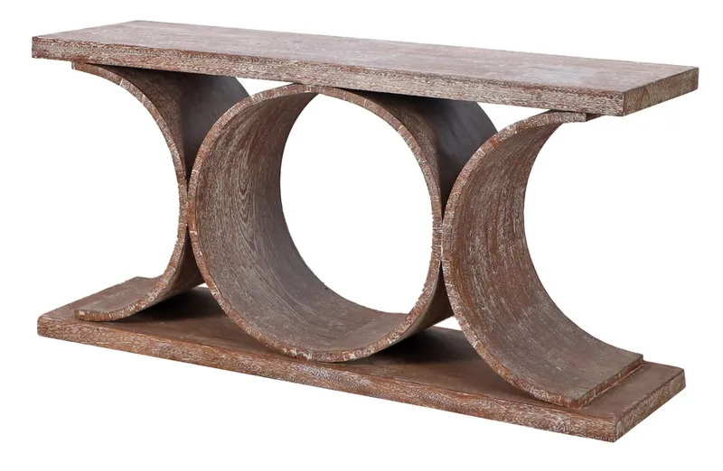 CERUSED OAK CONSOLE TABLE WITH CIRCULAR MOTIF IN THE MANNER OF KARL SPRINGER. from auction in Philadelphia, Pennsylvania — image 4