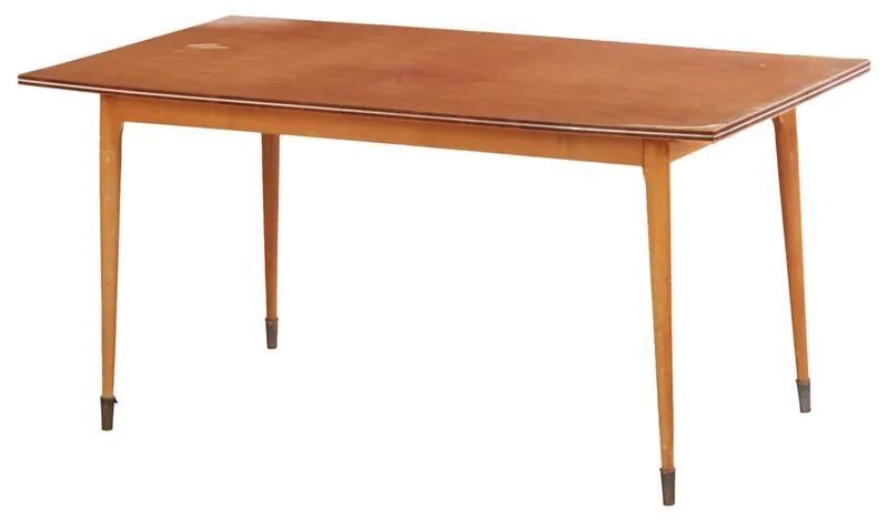 FRENCH BLEACHED PARQUET MAHOGANY DINING TABLE RESTING ON ROUND LEGS C 1960. from auction in Philadelphia, Pennsylvania — image 28