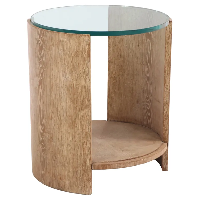 FRENCH CERUSED OAK AND GLASS TABLE C 1940. from auction in Philadelphia, Pennsylvania — image 2