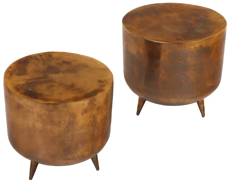 PAIR OF CAST ALUMINUM DRUM FORM END TABLES HAVING A COPPER WASH. from auction in Philadelphia, Pennsylvania — image 44