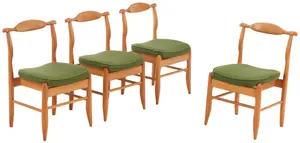 Four "Voltaire" French Oak Chairs Designed by Chambron and Guillerme for Voitre Maison C 1960