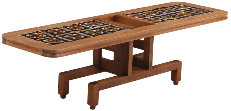 LARGE FRENCH OAK AND TILE COFFEE TABLE BY GUILLERME AND CHAMBRON C 1960. from auction in Philadelphia, Pennsylvania — image 5