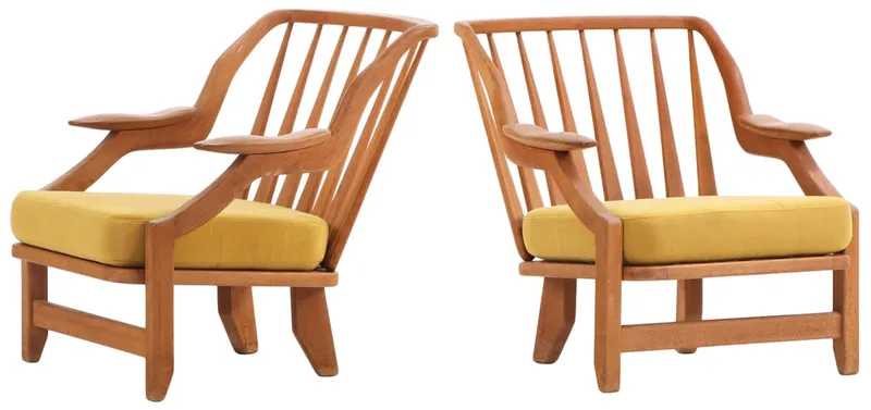 PAIR OF FRENCH OAK ARM CHAIRS DESIGNED BY CHAMBRON AND GUILLERME FOR VOITRE MAISON C 1960. GREAT from auction in Philadelphia, Pennsylvania — image 13