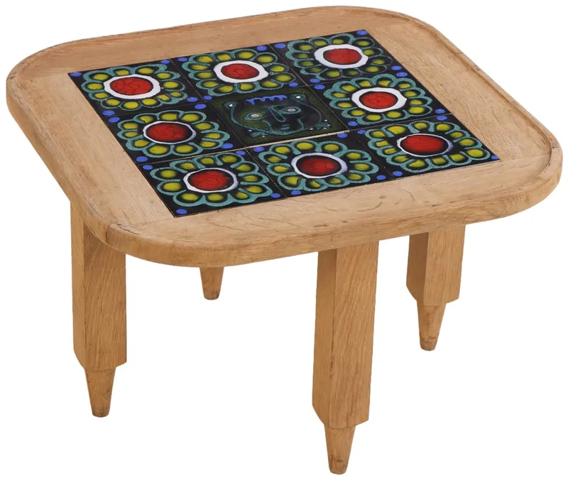 FRENCH OAK AND TILE COFFEE OR END TABLE BY GUILLERME AND CHAMBRON C 1960. from auction in Philadelphia, Pennsylvania — image 18