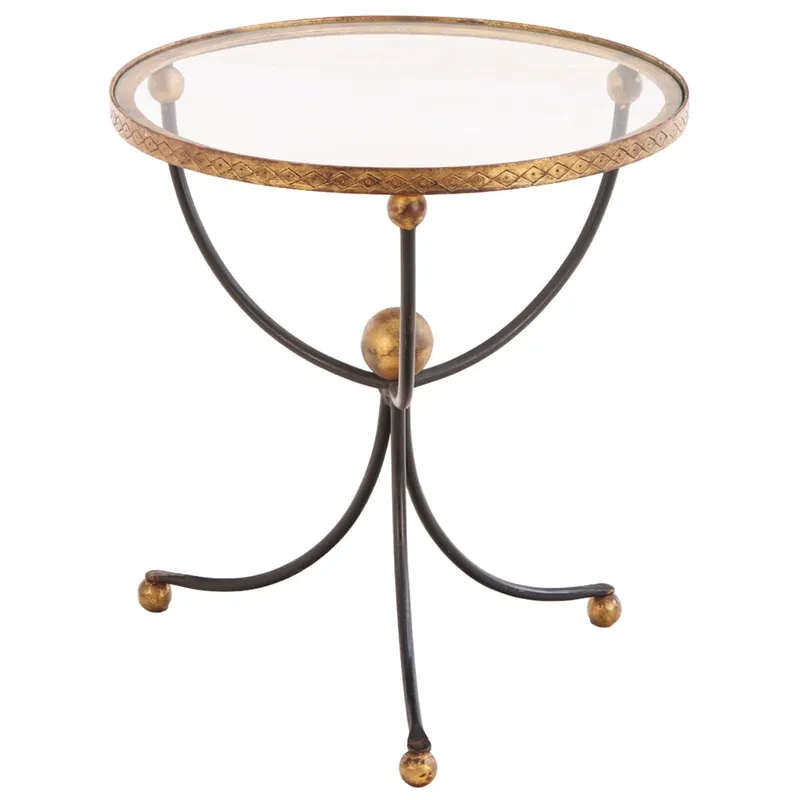 FRENCH PAINTED AND GILT IRON  GLASS TOP OCCASIONAL TABLE C 1950 from auction in Philadelphia, Pennsylvania — image 40