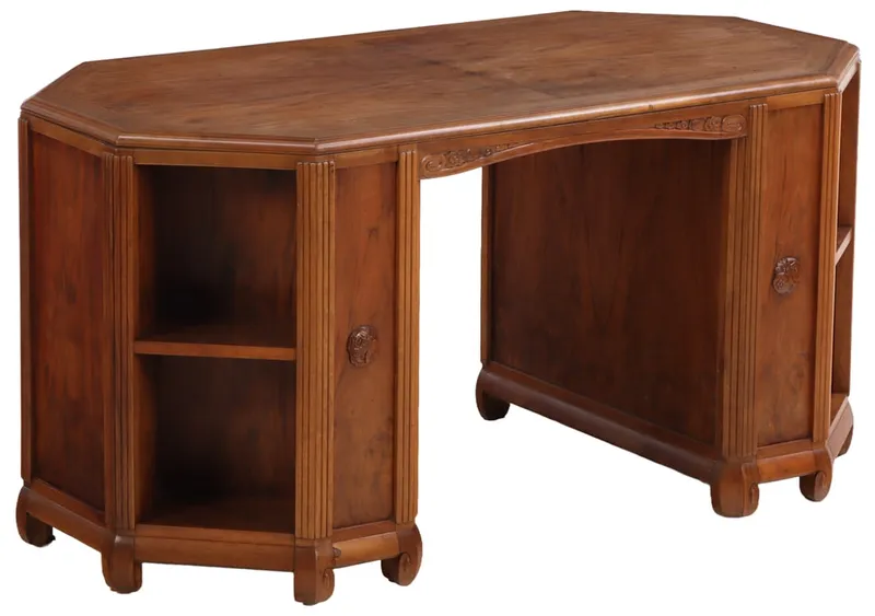 FRENCH ART DECO WALNUT DESK OR CENTER LIBRARY TABLE BY GAUTHIER C. 1920 from auction in Philadelphia, Pennsylvania — image 45