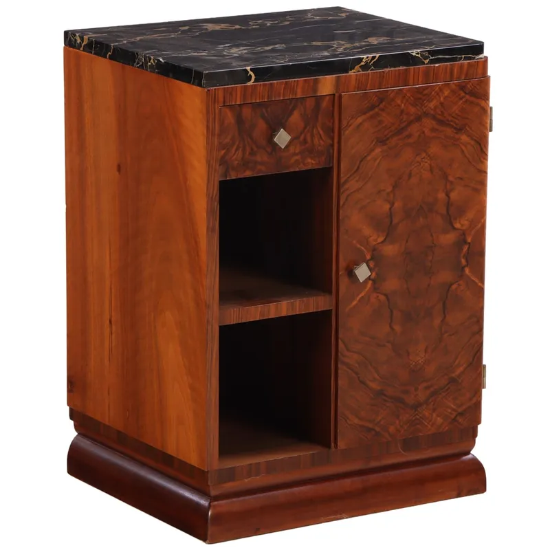 FRENCH ART DECO SIDE TABLE FIGURED WALNUT AND PORTEUR MARBLE C 1930 from auction in Philadelphia, Pennsylvania — image 48