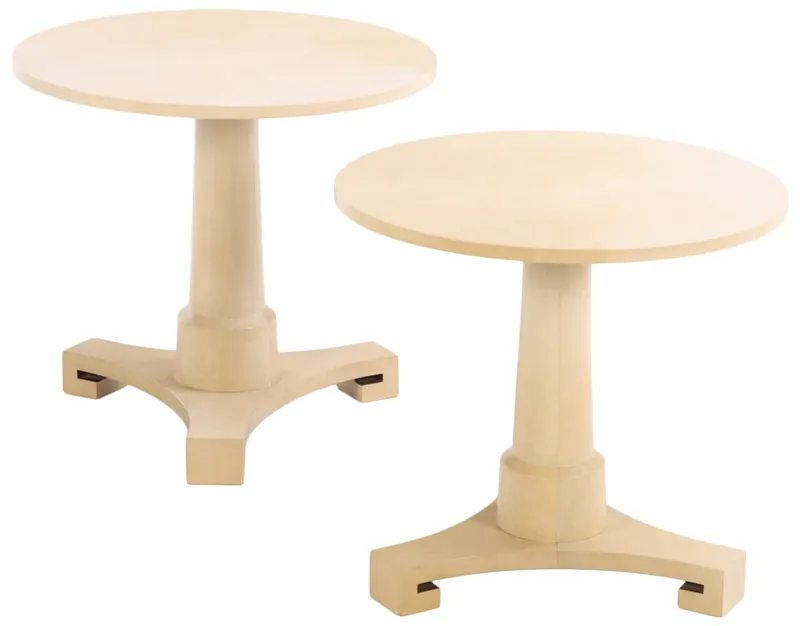 LARGE PAIR OF PARCHMENT COVERED END TABLES IN THE MANNER OF ANDRE ARBUS C 1960. from auction in Philadelphia, Pennsylvania — image 3