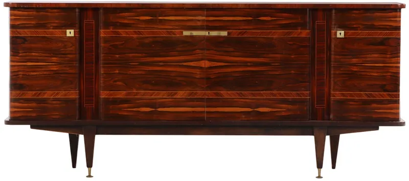 FRENCH EBONY MACASSAR SIDEBOARD WITH INTERIOR DRAWERS AND SYCAMORE INTERIOR C 1960. from auction in Philadelphia, Pennsylvania — image 18
