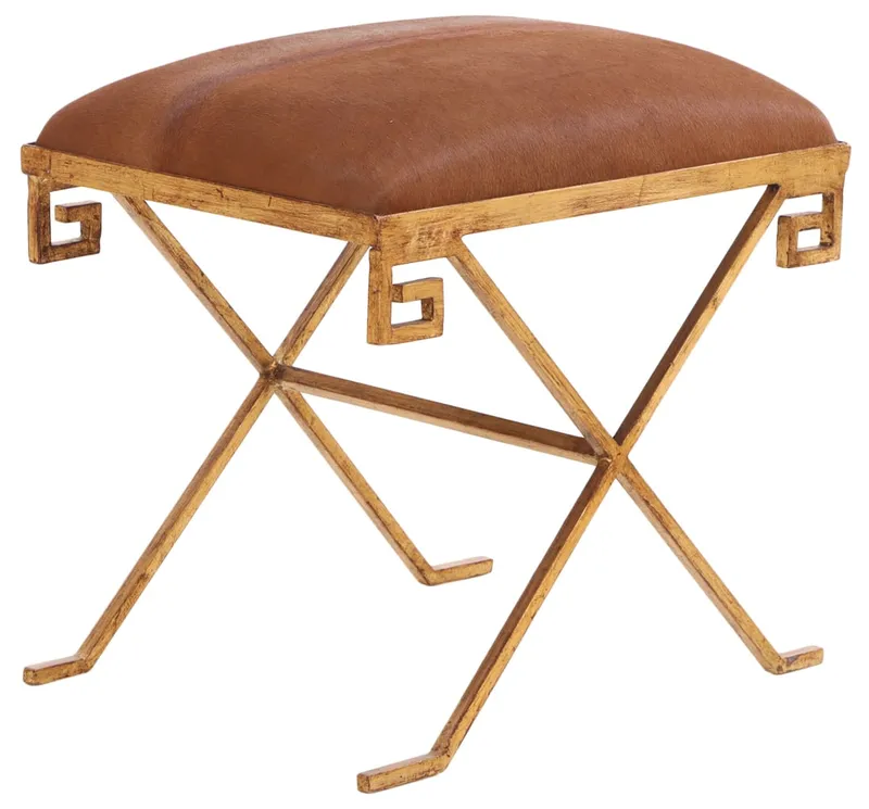 A GILT IRON AND COWHIDE BENCH WITH GREEK KEY DESIGN IN THE MANNER OF JEAN-MICHEL FRANK. from auction in Philadelphia, Pennsylvania — image 31
