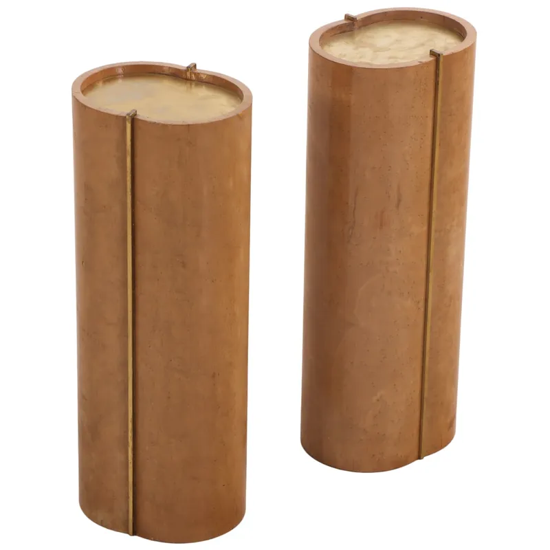 PAIR OF BIRDSEYE MAPLE AND BRASS DRINKS TABLES FROM A GUCCI BOUTIQUE IN ITALY. from auction in Philadelphia, Pennsylvania — image 34