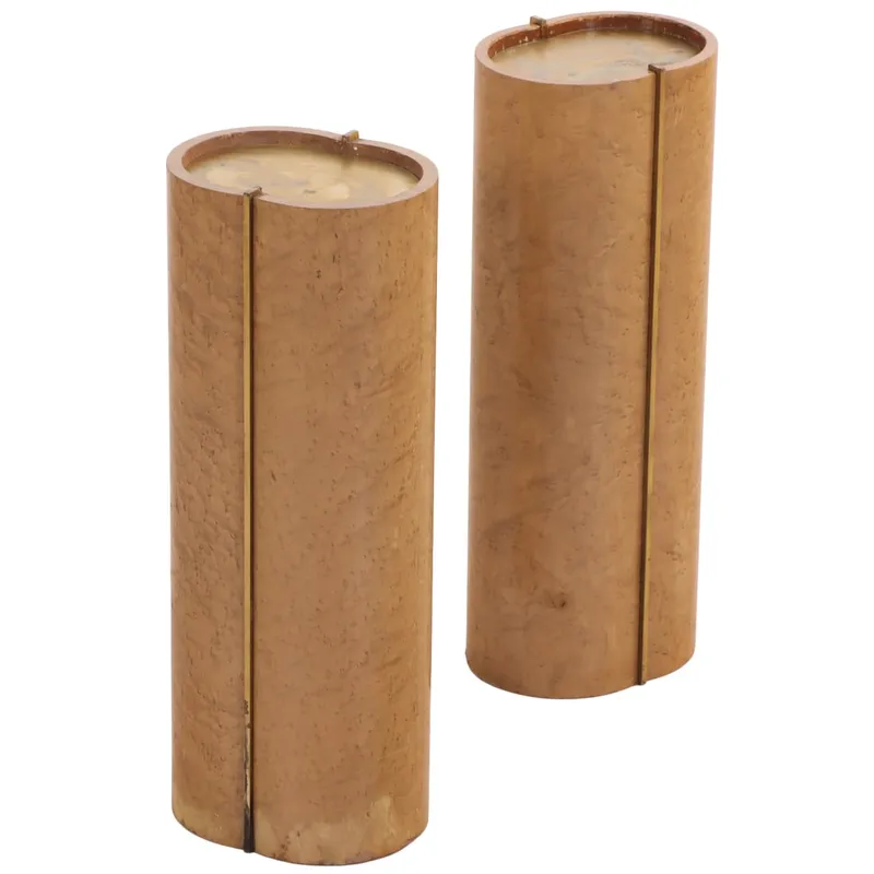 PAIR OF BIRDSEYE MAPLE AND BRASS DRINKS TABLES FROM A GUCCI BOUTIQUE IN ITALY. from auction in Philadelphia, Pennsylvania — image 33