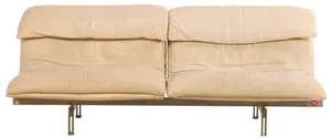 SAPORITI LEATHER "WAVE" SOFA DESIGNED BY GIOVANNI OFFREDI APPROPRIATELY LABELED. BRUSHED STAINLESS