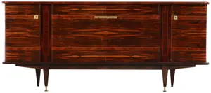 FRENCH EBONY MACASSAR SIDEBOARD WITH INTERIOR DRAWERS AND SYCAMORE INTERIOR C 1960.