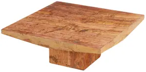 TWO PART SOLID MARBLE COFFEE TABLE WITH ANGULAR SKIRT.