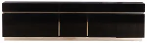 EBONIZED WOOD AND STAINLESS STEEL FIVE DOOR SIDEBOARD C 1980.
