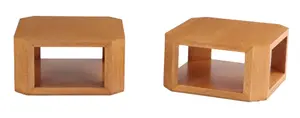 TWO TIERED BIRDSEYE MAPLE END TABLES C 1975.