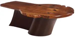 UNUSUAL "KEYHOLE" COFFEE TABLE IN THE MANNER OF GEORGE NAKASHIMA HAVING BEAUTIFUL WOOD GRAIN.