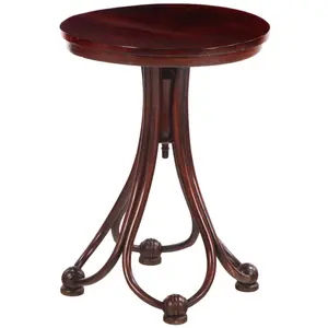 A RARE ROUND BENTWOOD OCCASIONAL TABLE LABELED THONET C 1910.