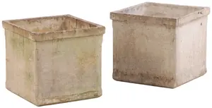 PAIR OF FRENCH MODERNIST CAST STONE PLANTERS DESIGNED BY WILLY GUHL.