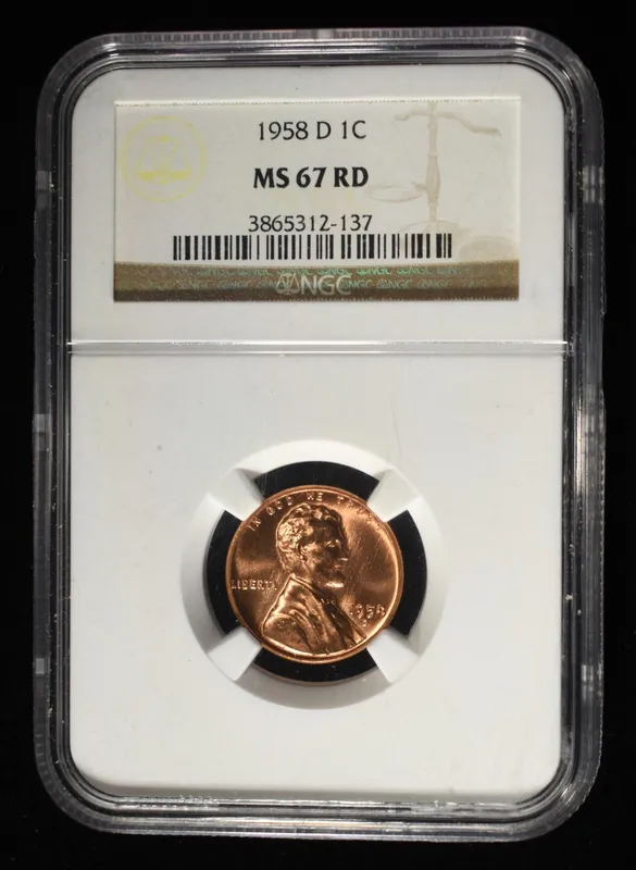 1958-D WHEAT CENT NGC MS67 RD from auction in Findlay, Ohio — image 2
