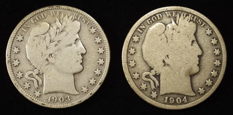 1903 & 1904 BARBER HALF DOLLARS GOOD from auction in Findlay, Ohio — image 40