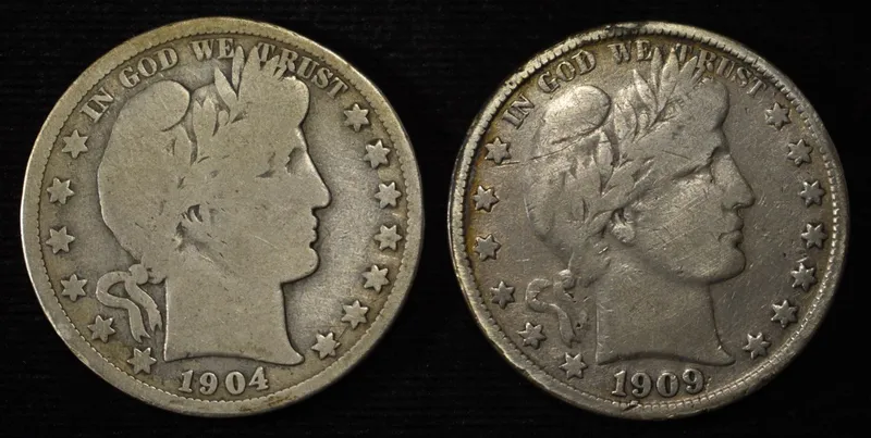 1904-O GOOD & 1909-S FINE BARBER HALVES from auction in Findlay, Ohio — image 41
