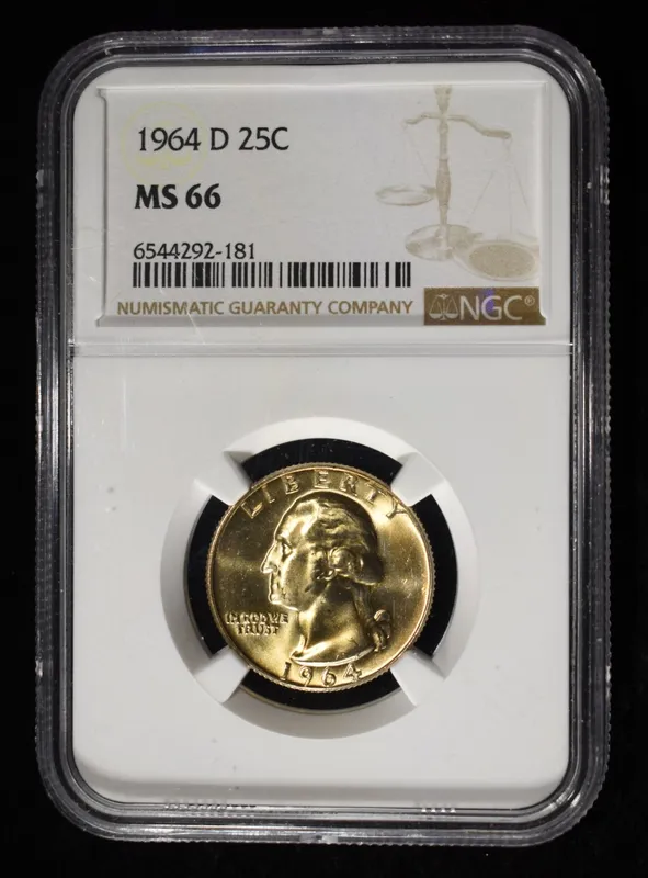 1964-D WASHINGTON QUARTER NGC MS66 from auction in Findlay, Ohio — image 6