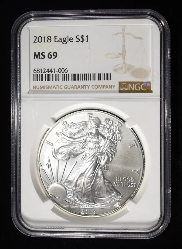2018 AMERICAN SILVER EAGLE NGC MS69 from auction in Findlay, Ohio — image 16