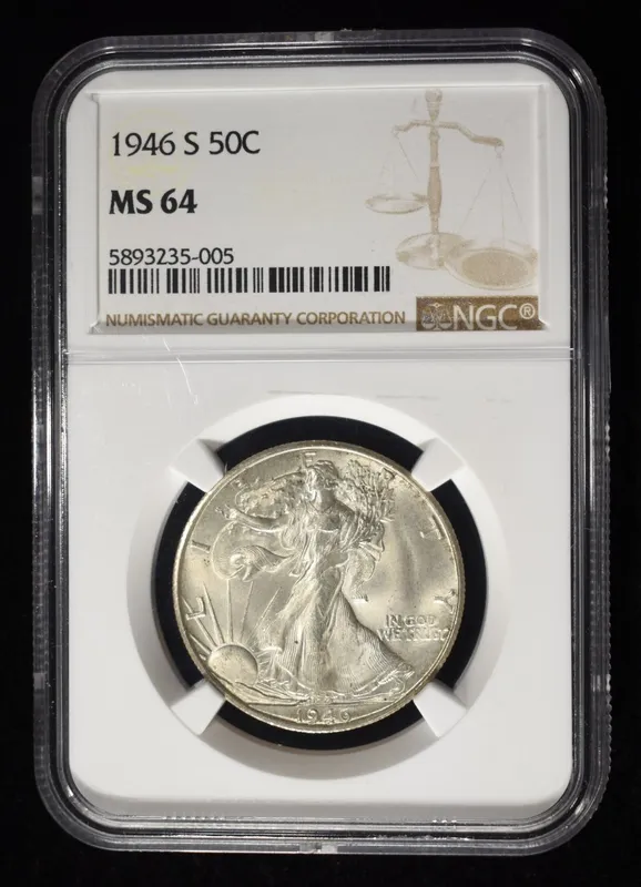 1946-S WALKING LIBERTY HALF DOLLAR NGC MS64 from auction in Findlay, Ohio — image 8