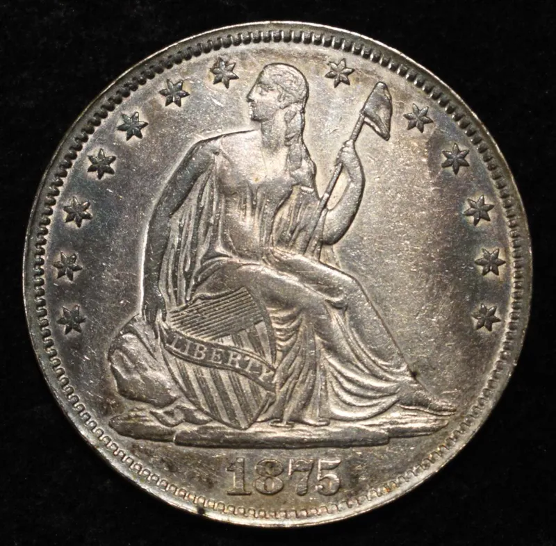 1875 SEATED LIBERTY HALF DOLLAR AU RIM FILED from auction in Findlay, Ohio — image 44
